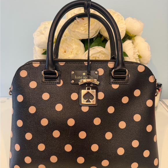 kate spade Handbags - Kate Spade Black and cream Dot Satchel